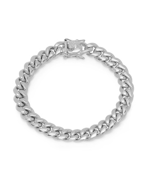 Men's Stainless Steel Miami Cuban Chain Link Style Bracelet with 10mm Box Clasp Bracelet