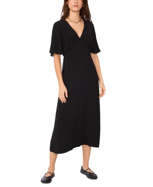 Women's Flutter-Sleeve V-Neck Midi Dress