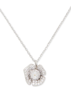 Silver-Tone Cubic Zirconia Poppy Mini Pendant Necklace, 16"+ 3" extender