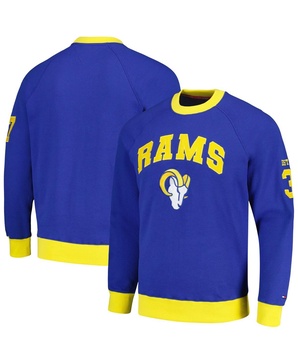 Men's Royal Los Angeles Rams Reese Raglan Tri-Blend Pullover Sweatshirt