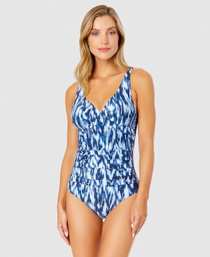 Women's Printed Draped Underwire One-Piece Swimsuit
