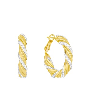 Clear Crystal Twist Hoop Earrings