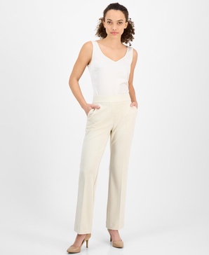 Petite Pull-On Straight-Leg Slash-Pocket Pants