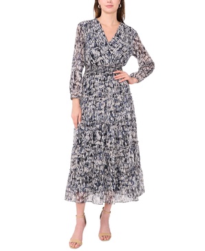 Women's V-Neck Smocked-Waist Tiered Maxi Dress