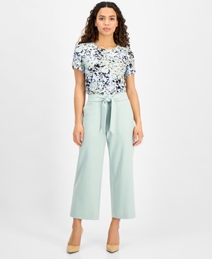 Petite Wide-Leg Tie-Front Pull-On Pants
