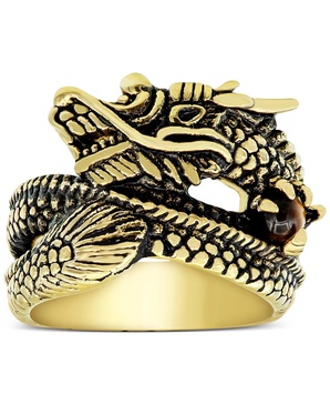 Men's Dragon Ring in Yellow & Black Ion-Plated Stainless Steel