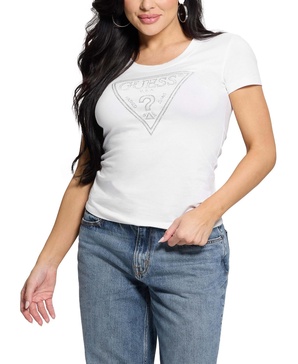 Women's Short-Sleeve Shiny Triangle Logo T-Shirt 