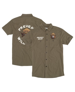 Men's Olive Smokey Bear Brew Master Button-Up Shirt