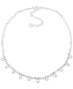 Silver-Tone Bar & Mixed Crystal Statement Necklace, 16" + 3" extender