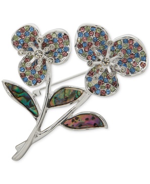 Two-Tone Multi-Stone Flower Pin