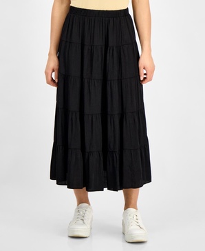 Petite Tiered Pull-On Maxi Skirt, Exclusively at Macy's