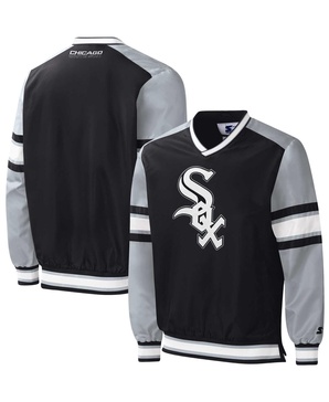 Men's Black Chicago White Sox Yardline V-Neck Pullover Windbreaker