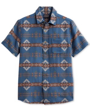 Men's Unbrushed Chamois Printed Short Sleeve Button-Front Shirt