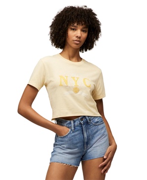 Women's Cotton Crop Varsity Crewneck Tee