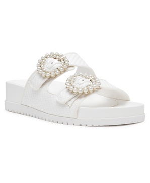 Women's Happy Double Band Embellished Buckle Footbed Sandals