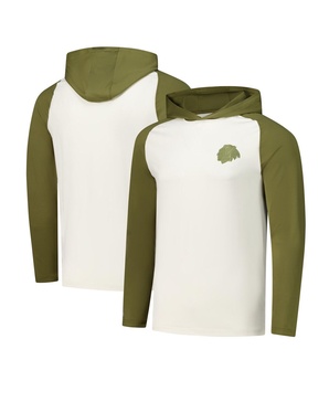 Men's Cream/Olive Chicago Blackhawks Intrepid Sand Raglan Long Sleeve Hoodie T-Shirt