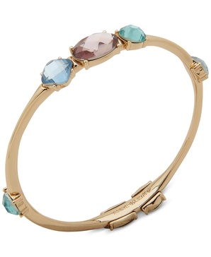Gold-Tone Stone Station Bangle Bracelet