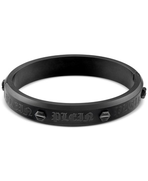 Gunmetal IP Stainless Steel Logo Bangle Bracelet