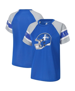 Women's Blue Detroit Lions 1st Rounder Color Block Raglan Top