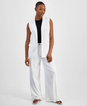 Petite Long Vest & Wide-Leg Pants