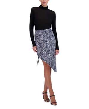 drawstring high-low skirt