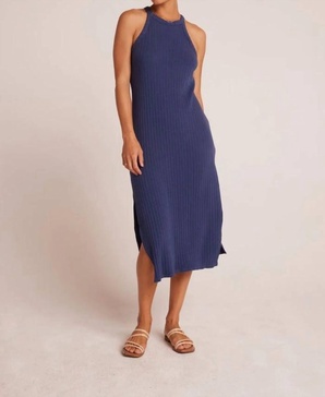 halter midi dress in nautical navy