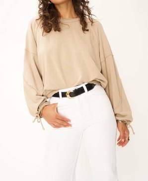 idris tie sleeve sweatshirt in beige