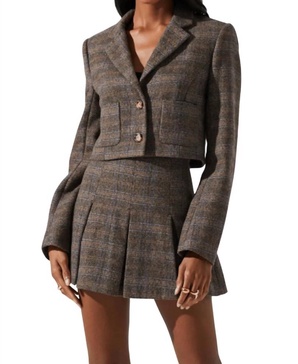 siarah jacket in brown blue multi