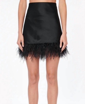 aviva feather mini skirt in black