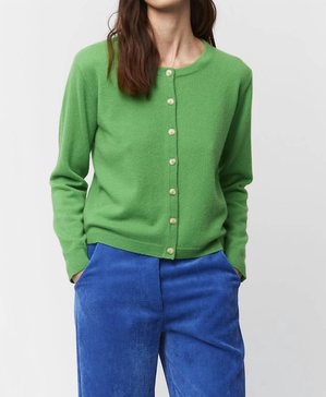 crewneck cashmere cardigan in green