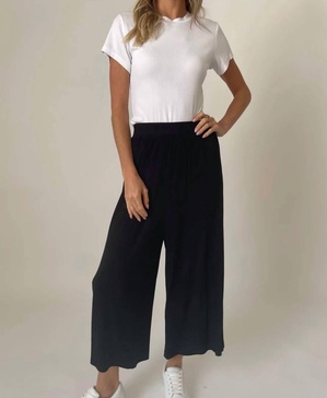 ribbed culottes high waisted pant in black