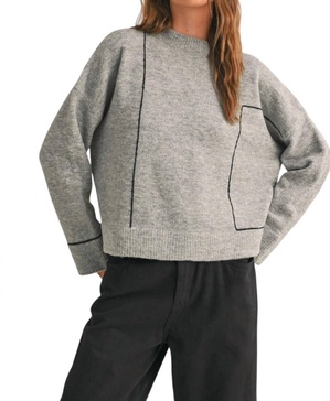 grid pattern sweater in grey/black