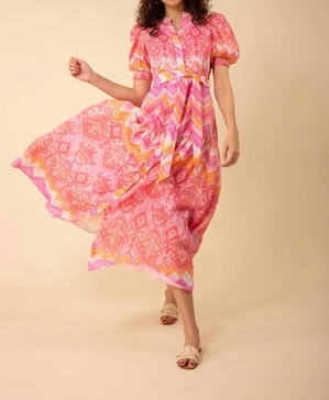 sydney linen dress in pink
