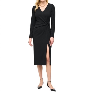 midi scuba crepe sheath dress in black