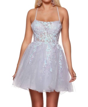 tulle lace prom dress in iced lilac
