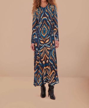 pineapple ikat maxi dress in pineapple ikat blue