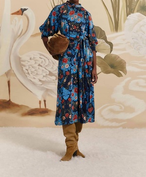 arabesque midi dress in blue