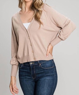 balloon sleeve cardigan in oatmeal