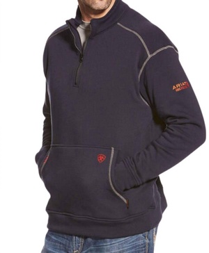 polartec fleece 1/4 zip top in navy
