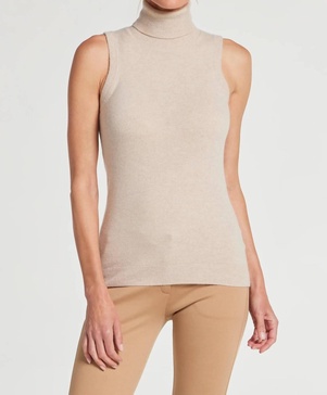 nicolette sleeveless cashmere top in oatmeal