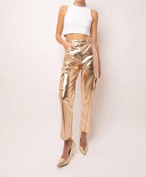 lupe utility metallic pants in gold