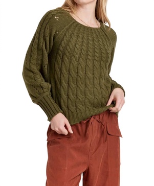 paulette cable knit sweater in vineyard