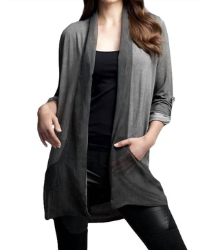 slash back cardigan in charcoal