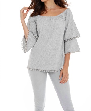 caroline off the shoulder top in gray