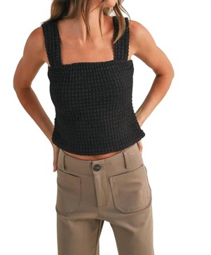 textured tank in black