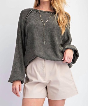 mineral washed sweater in black