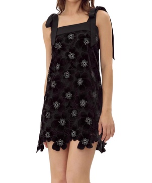 jolene crochet velvet mini dress in black