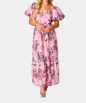 sydney puff sleeve maxi dress in bashful