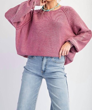 mineral washed sweater in orchid