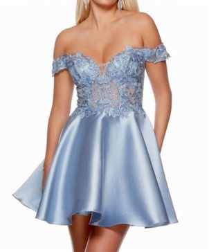 off-the-shoulder mikado prom dress in french blue